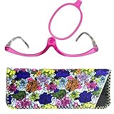 Mini Brille® Make-Up Schminkbrille mit klappbaren Brillenglas, Modische Schminkhilfe mit GRATIS Etui +2.0 Dioptrien (Violett)