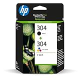 HP 304 (3JB05AE) Multipack Original Druckerpatronen 1xSchwarz,1x Farbe für HP DeskJet 26xx, 37xx, ENVY 50xx 1 Stück (2er Pack )120 Seiten (Schwarz) + 100 Seiten