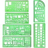 6 Stücke Kunststoff Mess Lineal Gebäude Schalung Schablonen Geometrische Zeichnung Herrscher für Büro und Schule, Klar Grün