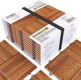 INTERBUILD Akazien bodenfliesen 30 × 30cm | goldenes Teakholz | Patio & Balkon | 10 FLIESEN = 0,9 ㎡ pro PACKUNG balkon bodenbelag | terassenplatten | holzfliesen balkon