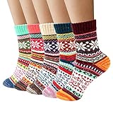 Airabc Wollsocken, Thermosocken Damen, Warme Wintersocken Damen, Dicke Stricksocken, Winter Damen Socken Bunte Gemütlich und Atmungsaktiv / EU-Größe 35-42