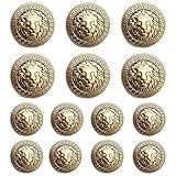 MebuZip 14 Stück Kunststoff Knöpfe Gold Löwe 15mm 20mm Metallknöpfe für anzüge jacken mäntel Blazer uniform (MBM23)