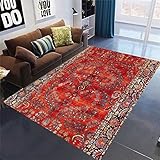 RUGMRZ Flickenteppich Waschbar Room Decor rutschfest Klassische rote Blume Home Dekoration Wohnzimmer Zubehör Esszimmer Teppich 70X140cm