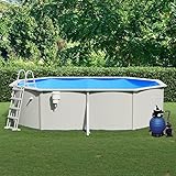 Chenshu Pool mit Sandfilterpumpe und Leiter, Pool Stahlwand, Swimmingpool, Gartenpool Komplettset, Pool Garten, Aufstellpool, Schwimmbad, 490x360x120 cm