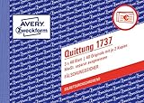 AVERY Zweckform 1737 Quittungsblock (A6 quer, 3x40 Blatt, mit Durchschlag, fälschungssicher, separat ausgewiesene MwSt., für Deutschland und Österreich) weiß/gelb/rosa