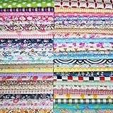 Qililandiy 50 Stück Baumwollstoff 100% Baumwolle Nähstoffe Patchwork DIY Stoffpaket mit zufälligen Muster Zugeschnittene Stoff Quadrate zum Nähen Handwerk Deko 25x25cm