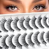 10 Paare 3D Falsche Wimpern Katzenauge, Natürliche Künstliche Wimpern Extensions Set, Cat-Eye Künstliche Wimpern Natürlich Look, Wiederverwendbar Handgemachte Leichte Faux Mink Make-up-Wimpern(06)