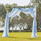 PONY DANCE Querbehang Gardine Weiß Transparent Freihandbogen für Hochzeit & Geburtstag Deko Hausbett Vorhang Baby Querbehang Freihanddeko für Traubogen, 1er-Set H 548 x B 152 cm, Weiß+Hellblau