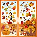 ENYACOS Thanksgiving Fenster Aufkleber Herbst Fenster Aufkleber, Thanksgiving Fenster haftet Herbst Blätter Thanksgiving Dekorationen Saisonale Urlaub Fenster Aufkleber (A)