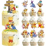 Winnie Puuh topper, 14pcs Winnie The Pooh Set Kleiner Bär Cake Topper Geburtstags Party liefert Tortendeko für Tigger Geburtstags Dekoration Kuchenaufsätze Kinder Party Dekoration