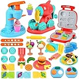 VBACALA Knete Zubehör Kitchen Creations,Knete Eismaschine Nudelmaschine Burgermaschine,Knete Set Knetwerkzeug für Kinder, Spielzeug Geschenk Knete ab 3 Jahre