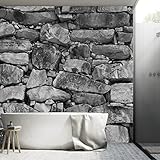 murimage Fototapete Stein 3D 366 x 254 cm inklusive Kleister Steinwand Schwarz Weiß Weiss Mauer Ziegel Tapete