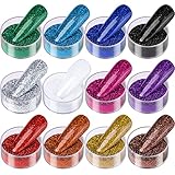 Glitzer für Nägel, FANDAMEI 12 Farben Glitzer Set Glitter Glitzerpulver Set Feine Glitzerpuder Glitzer Pulver für Nagelkunst, Make-up, Basteln, DIY