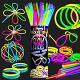 Ammy Glow Knicklichter 100 Stück, 205-Pcs-Neon-Leuchtstäbe für Hochzeit, Leuchtarmbänder, Glowing Sticks, Ketten und Leuchtbrillen Sets, Perfekt für Weihnacht und Silvester Party, Mehrfarbig