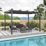 PURPLE LEAF Pergola Metall Garten Pavillon Pergola 300 x 365 cm Wasserdicht Stabil Winterfest, Gartenpavillon Mit Sonnenschutz Überdachung, Grau