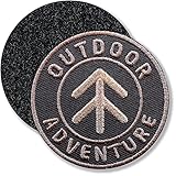 Klettpatch - Outdoor Adventure Patch 55 mm gestickt mit Silber metallic / Klett Abzeichen zum kletten aufkleben auf Kleidung Rucksack / Camping Trekking Pfeil Kompass Wandern / Club of Heroes (Grau)