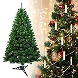 Cecaylie Weihnachtsbaum Künstlich mit Beleuchtung, 120cm Weiß PVC mit 200 Spitzen und Ständer, Tannenbaum Christbaum inkl. 10x Warmweiß Dimmbar Christbaumkerzen