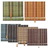 AILILI Fenster-Rollo Bambus,Holzfarbe, Orange, Grau, Blau,Natur Sichtschutz,70% Schattierungsrate,Bambus Raffrollo,Anpassbare Größe,Bambusrollo,für Kinderzimmer