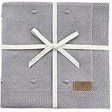 Babydecke 100% Bio Baumwolle grau mit NOPPEN-Muster | kuschelweiche Neugeborenen Baby Decke | Erstlingsdecke Strickdecke mit Knoten für Mädchen/Jungen | Baumwolldecke Strick | Geschenk zur Geburt