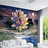 Personalisierte Tapete Lotus Dandelion Antike Griechische Nordische Mythologie Gemalt Hintergrund 3D Tapete Sofa TV Wohnzimmer Fototapete Effekt Vlies Wandbild Schlafzimmer-150cm×105cm