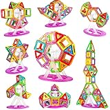 Crenova Magnetische Bausteine 98 Teile Magnetbausteine STEM Lernspielzeug für Kinder Magnet Spielzeug Geschenk für 3 4 5 6 7 8 Jahre Jungen und Mädchen