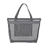 Clicitina Meshs Beach atmungsaktive Sea Shell-Taschen Verstellbare Tragegurte Travel Toilettenbeutel Mesh BI859 (5-Grey, One Size)