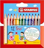 Dreikant-Buntstift - STABILO Trio dick kurz - 12er Pack - mit 12 verschiedenen Farben