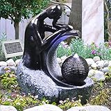 Solar Gartenbrunnen Brunnen Solarbrunnen Zierbrunnen Vogelbad Wasserfall Gartenleuchte Teichpumpe - Springbrunnen Wasserspiel für Garten, Gartenteich, Terrasse, Teich, Balkon, sehr Dekorativ (Solar - Brunnen LADY in BLACK)