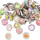 50 Stück Mini Brads Metall Musterklammern Musterbeutelklammern Verschlussklammern Klammern mit Rundkopf metall Bastelklammern für Scrapbooking Basteln DIY Warensendung