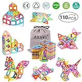 AILUKI 110 Pcs Magnetische Bauklötze Set Magnet Bausteine Konstruktion Blöcke DIY 3D Pädagogische Spielzeug Geburtstag Kindertag Geschenk für Kinder Kleinkind