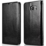 Galaxy S6 Edge hülle,Samsung Galaxy S6 Edge Holster hülle,Bookstyle Handyhülle Premium PU Leder + TPU Tasche Flip Case Brieftasche Etui Handy Schutz Hülle für Samsung Galaxy S 6 Edge - Schwarz