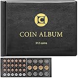 312 Stück Münzalbum Münzsammlung, Coins Aufbewahrung Sammelalbum für 20 25 27 30 38 46mm Euro Münzen. Sammelhüllen Organizer Box für Münzsammlung Zubehör, Geldwährung, Pfennige, Viertel -Schwarz