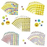 Oblique Unique® Kinder Sticker Set 3170 STK. Smiley und Stern Aufkleber für Kinder für Kindergeburtstag zum Spielen Basteln Scrapbooking als Mitgebsel