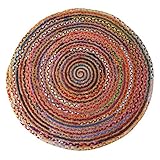 Chindi Flickenteppich - 100% Baumwolle Jute Chindi Teppiche Handgewebte Runde Multi Color Boden Chindi Mat Boho Flickenteppich für Wohnkultur - 183 cm