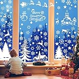 Fensterbilder Weihnachten, 9 Blatt Fensterdeko Weihnachten, Schneeflocken Fensterbilder Pvc Fenster Sticker Weihnachtsdeko Wiederverwendbare ,weihnachten Für Türen Und Fenstern