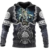 LRKZ Herren Viking Hollow Tank Tops mit hoch taillierten Kompressionsgamaschen Rückenlose Trainingsanzüge Outfits Shorts Print Thors Hammer Triangle Rune Sportwear Set,Hoodie,4XL