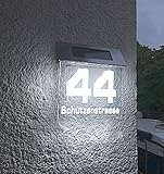 Jedwill Design Beleuchtete LED Solar Hausnummer, Hausnummernleuchte individuell personalisierbar