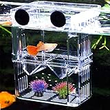 Aufzuchtbecken Aquarium, NETUEM Acryl Double Layer Fische Aufzuchtbehälter/Ablaichkasten/Aufzuchttank/Zuchtbecken für Guppy Garnelen Mollys, Aquarium Babybecken Isolationskiste Jungfiisch,Lsize