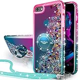 Miss Arts iPhone 6S Hülle, iPhone 6 Hülle,[Silverback] Mädchen Glitzern Handyhülle hülle mit Ringständer, Cover TPU Bumper Silikon Flüssigkeit Treibsand Clear Schutzhülle für Apple iPhone 6/6S -Grün