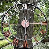 Tiaioang Groß Outdoor Gartenuhr, Vintage Offenes Gesicht Metall Outdoor Uhr Garten Stilles Schmiedeeisen Wanduhr Aussenbereich Römische Zahlen Gartenuhren Für Terrasse Schwimmbad Zaun, 60cm