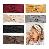 Stirnband Damen Elastisch Stirnbänder Breit Verdrehte Haarband Retro Weich Headwrap Sport Yoga Stirnband, Haar-Accessoires für Mädchen und Frauen (6 Farben)