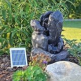 CLGarden Solar Springbrunnen NSP14 mit Akku LED Beleuchtung Gartenbrunnen Kaskadenbrunnen Wasserspiel Solarbrunnen für Garten Balkon Terrasse