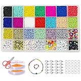 Perlen Zum Auffädeln, Antter 3mm Mini Perlen für Armbänder 6500 Stück Buchstabenperlen Glasperlen Beads for Jewellery Making DIY Schmuck Selber Machen Set