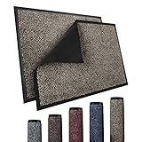 TRIBURG® Fußmatte 60x90 Beige Schwarz - Schmutzfangmatte 60 x 90 wetterfest, wasserfest, waschbar - Fußmatte außen/innen -rutschfeste Fussmatte Aussenbereich und Innenbereich