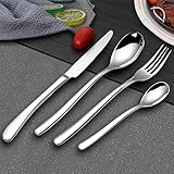 ESSONIO Besteck Set , Besteckset 4 Personen Luxus Geschirr Besteck, Spiegelpoliertes Besteckset，Elegantes Tafelbesteck für Home /Wichtige Abendessen/Weihnachten(16 Stück )CHT-023