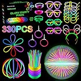 Withosent 330 Stück Knicklichter Party Set, Neon Leuchtstäbe mit 150 Anschlüssen, Knicklicht Glow Sticks Schwarzlicht Deko für Kinder Erwachsene Party Deko, Hochzeit, Armbänder, Halloween, Festivals