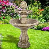 Gartenbrunnen Brunnen Zierbrunnen Zimmerbrunnen Springbrunnen Brunnen mit LED-Licht 230V Wasserfall Wasserspiel für Garten, Gartenteich, Terrasse, Balkon Sehr Dekorativ