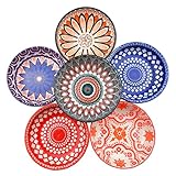 TuYines Dipschalen Porzellan,Saucenschälchen,Tapas Schalen Set,Dipschälchen,Snackschalen & Dipschalen,Snackschalen Set 6er, Ø 9,8 cm Boho Snack Bowl für Sushi Sojasauce Snack, Keramik Untertassen