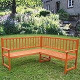 Melko Eckbank Gartenbank Sitzbank, aus Holz, 149 x 149 x 89 cm, braun, Parkbank Sitzgarnitur