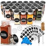 Gewürzgläser Eckig mit Gewürzetiketten - Deco haus Gewürzgläser mit Streueinsatz 24er Set - Gewürzdosen Set Gewürzbehälter Gewürzaufbewahrung - Spice jars Gewurzglaeser Gewürzstreuer Glas